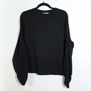 Phillip Lim 3.1 Silver Hoop Buckle Detail Grunge Black Long Sleeve Top